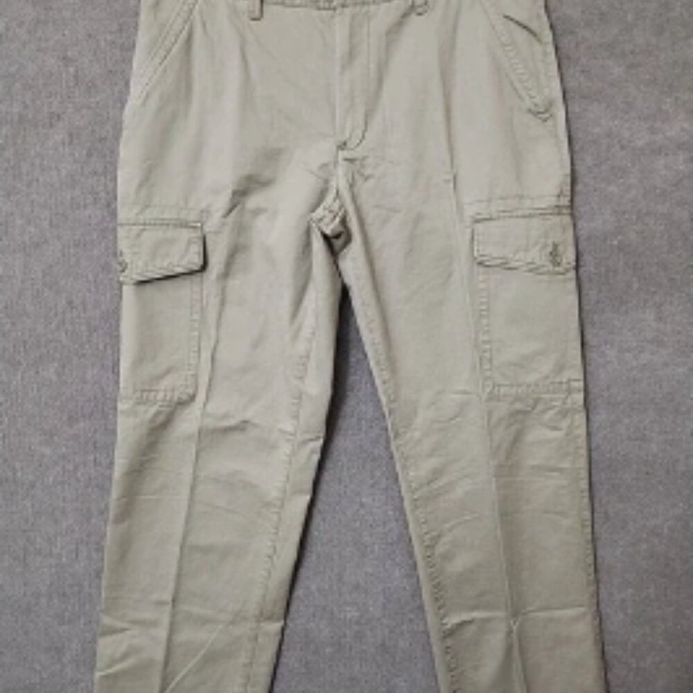 St Johns Bay Straight Fit Cargo Pants Mens 36x30 Khaki 100% Cotton NEW